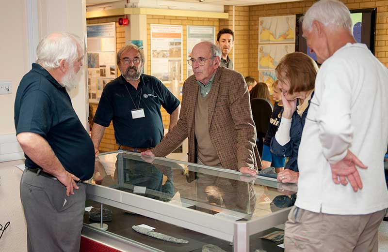 Dave Millward and Mike Browne talk about the project to visitors. Copyright BGS
